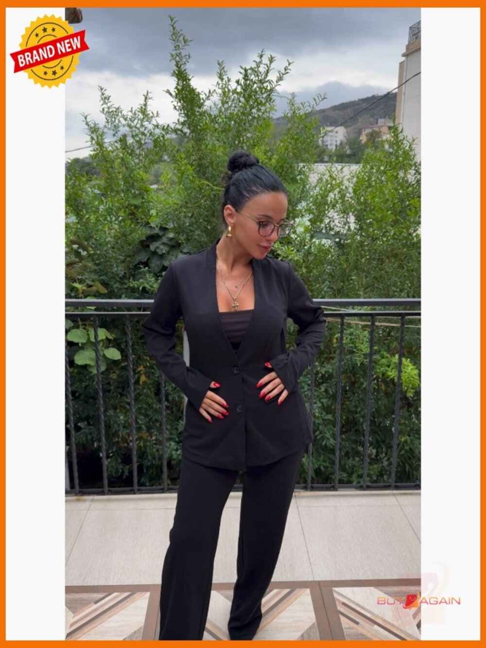 2 Piece Suits Business Casual Outfits Straight Wide Leg Pants Professional - Picture 6 of 7